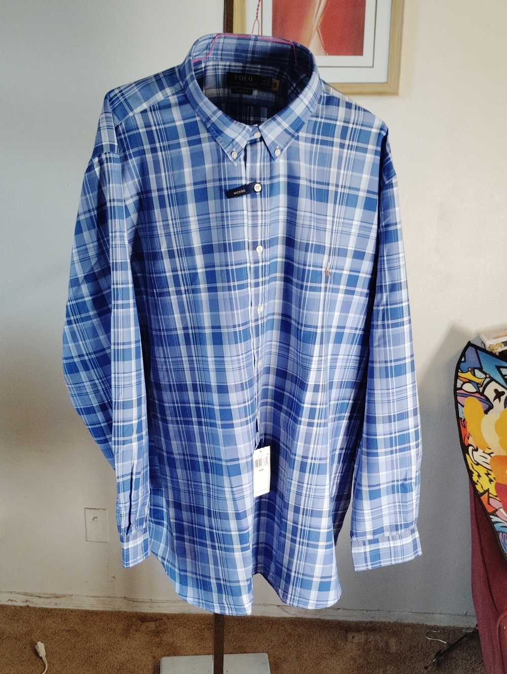 Polo by Ralph Lauren Light Blue and White Plaid Button-Down Shirt